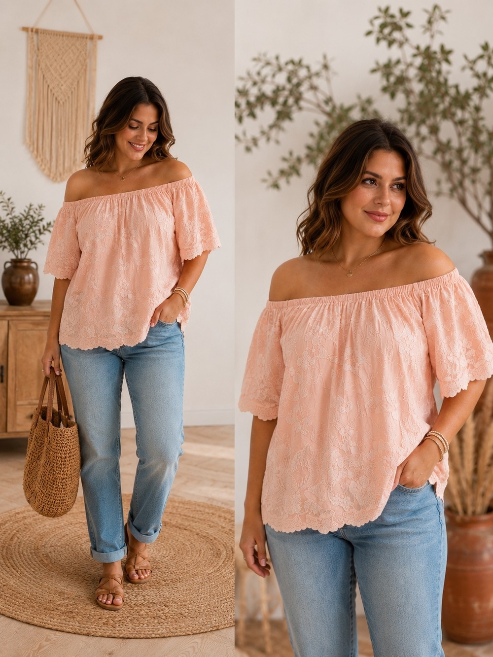 Boho Pink Floral Embroidered Off The Shoulder Top Size XL- Runs Small